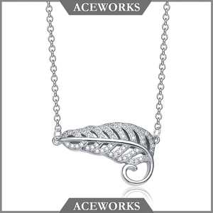 2018 moda joyería de plata esterlina 925 pluma hoja árbol collares - Product Image 2