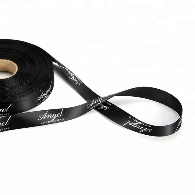 Cinta de seda impresa personalizada, cinta de satén, cinta de grogrén con logo, venta al por mayor