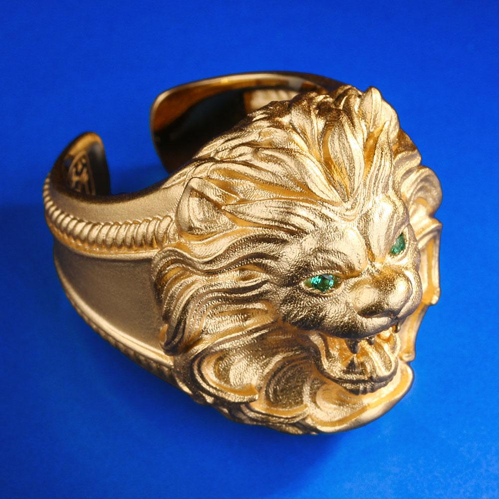 KRKC&CO Size 10 22K Gold 925 Sterling Silver Lion Ring