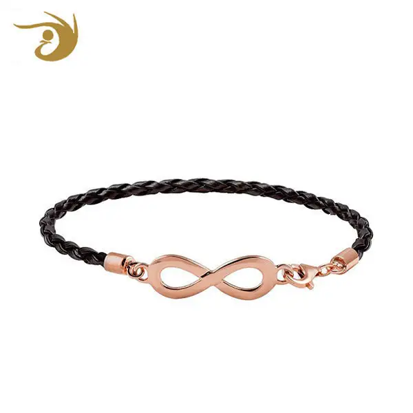 Costume Jewelry Rose Gold Bracelet Boy And Girl Friendship Bracelet Love Infinity Leather Bracelet