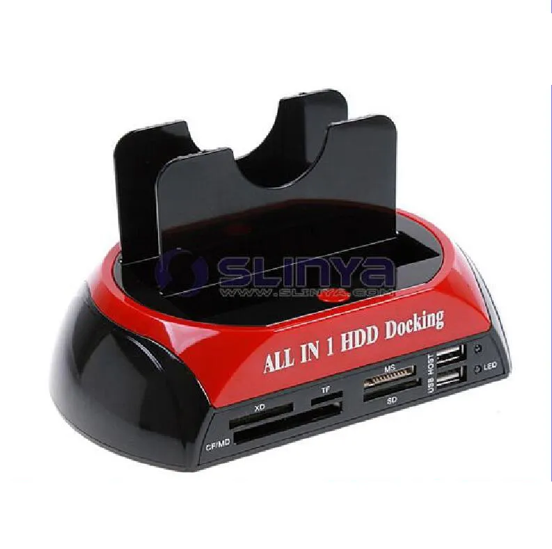 AllでOne 2.5 "3.5" HDDデュアルDock Docking Station USB HUB Card Reader IDE SATA