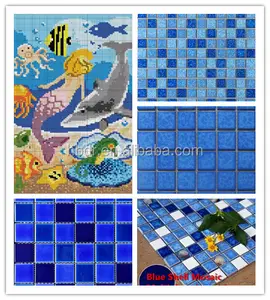 Stylish waterproof ceramic Iridescent glass mosaic customized pattern dolphin cute animal swimming pool mosaic