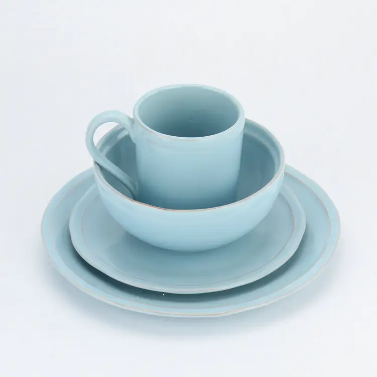 Pemasok Tiongkok Peralatan Makan Tembikar Porselen Pakistan Biru 72 Buah Set Peralatan Makan