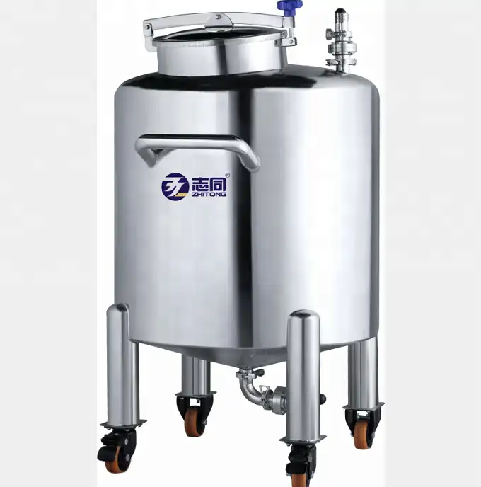 stainless steel top open hydrogen storage tank with wheel moveable