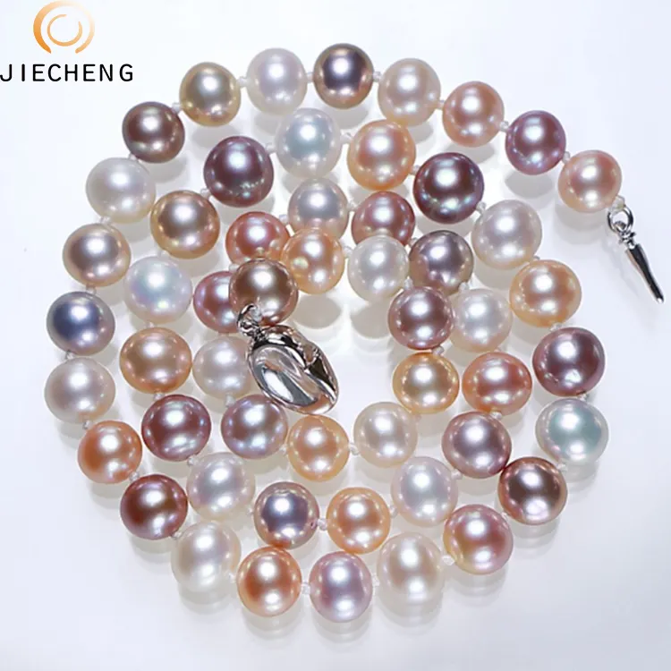 8-9mm aaa Natural Freshwater Multi color Pearl Necklace for Designs