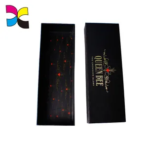 Luxury custom logo printing golden hot stamping Black cardboard box for gift packing