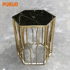 Living Room Furniture Marble Corner Round <strong>Gold</strong> Metal Legs Modern Designs <strong>Small</strong> Side <strong>Table</strong> - Product Image 2