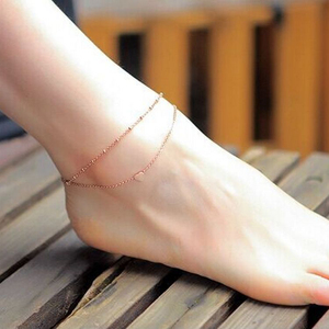 Stile estivo ciondolo cuore affascinante due catene cavigliera d'oro cavigliera gioielli piedi a piedi nudi sandali <span class=keywords><strong>cavigliere</strong></span> per donna - Product Image 2