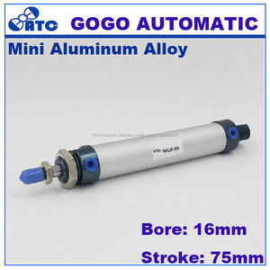 Gogo neumático mini cilindros de aleación de aluminio 16 mm diámetro 75 mm carrera aire cilindro doble efecto con vástago - Product Image 1
