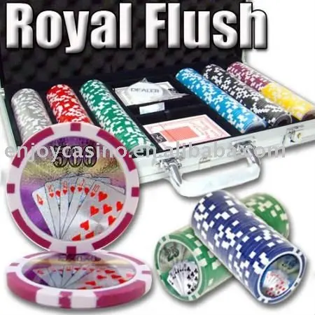 Royal Flush Casino ABS Aufkleber Poker Chip Set mit Aluminium gehäuse-300 Stück