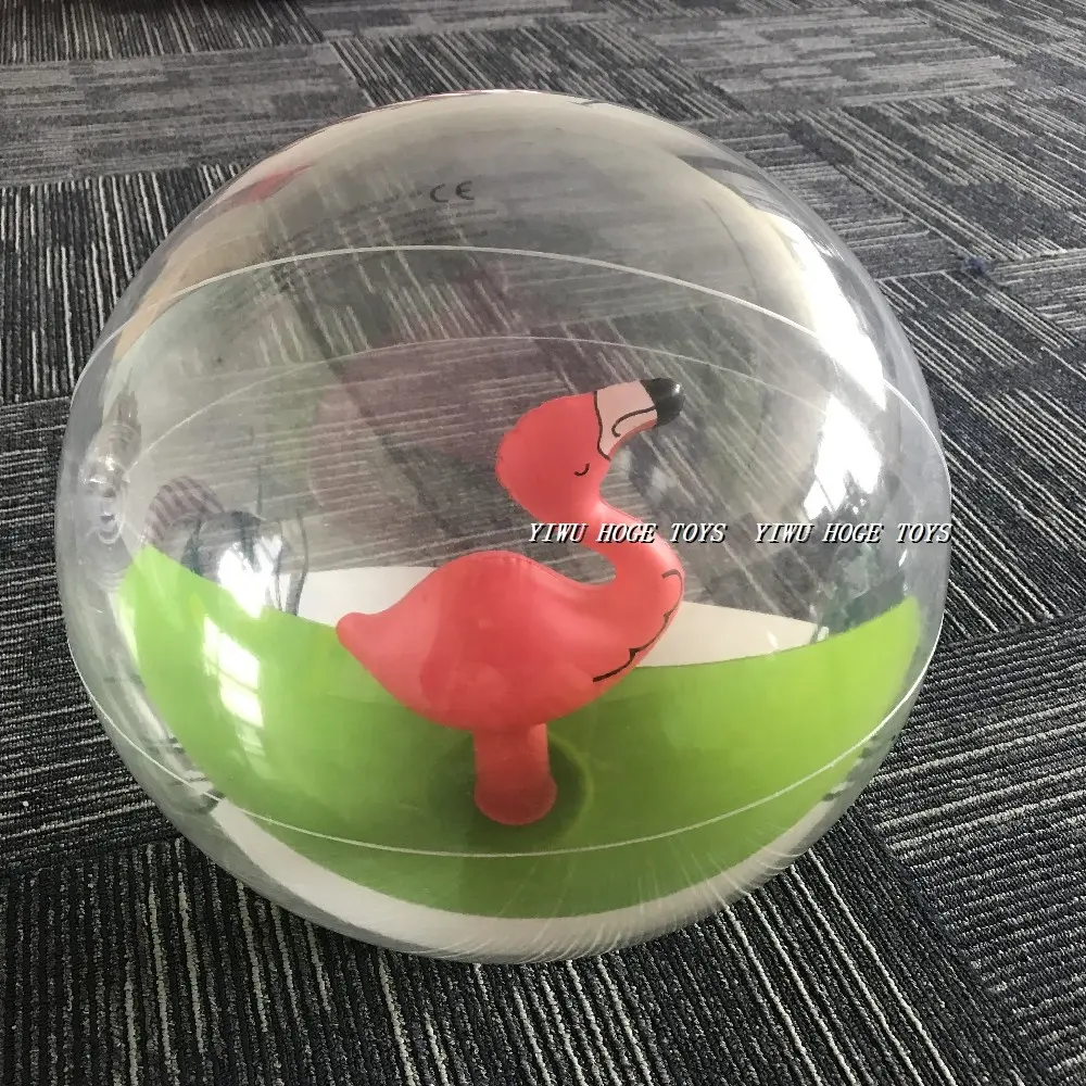 Boule de plage gonflable transparente avec animal, ballon de plage, à l'intérieur, 3d, vente en gros