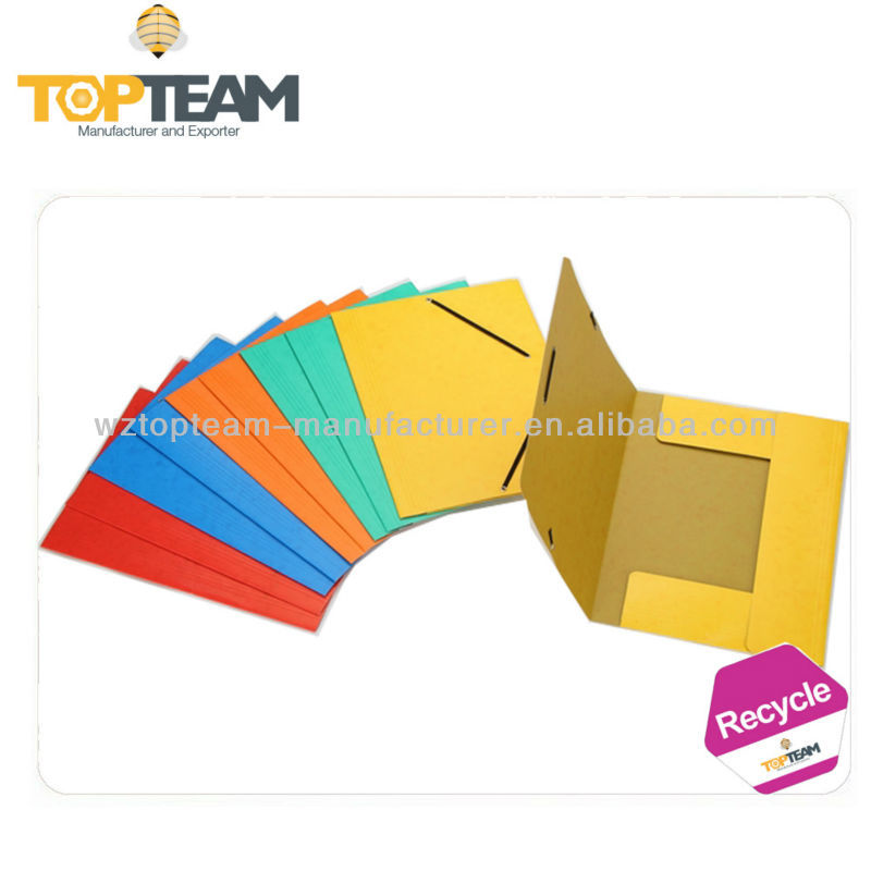 3 flap a4 paper file folder with elastic band closure cardboard folder files