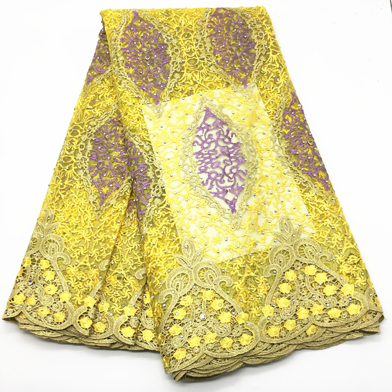 Best Quality African Lace Fabric yellow Swiss Voile Lace High Quality embroidery French Mesh 2017 Nigeria Lace Fabric Mater J079