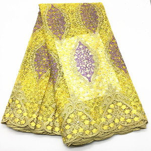 Meilleure Qualité Africain Dentelle Tissu jaune Suisse Voile Dentelle Haute Qualité broderie Français Maille 2017 Nigeria Dentelle Tissu <span class=keywords><strong>Mater</strong></span> J079 - Product Image 1