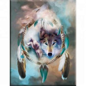 Peintures Murales Salon Décoration Maison Animal <span class=keywords><strong>Loup</strong></span> Cadre Photo DIY <span class=keywords><strong>Peinture</strong></span> <span class=keywords><strong>Diamant</strong></span> Ronde Complète Peinte à la Main 30x40CM - Product Image 1