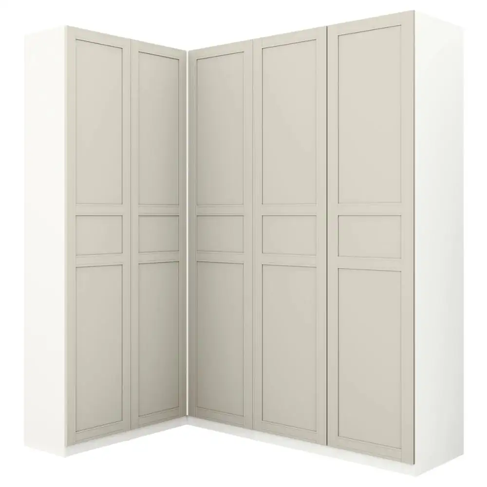 L shape mdf wardrobe furniture white wooden wardrobe cabinet closet