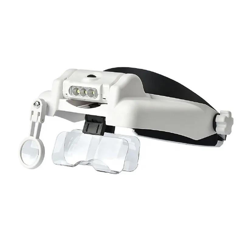MG82000M LED Helmet Magnifier With 5 Lenses Head Loupe For Surgical Dental