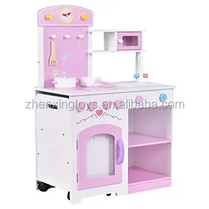 สีชมพูเด็กรถเข็น kitchen play set