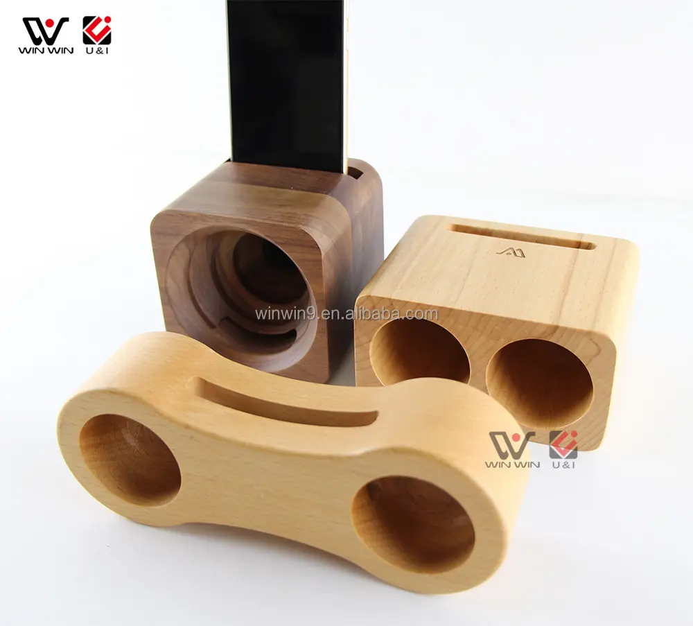 2023 Newest Design Bamboo Cherry Wood Phone Amplifier Speaker for iPhone for Samsung