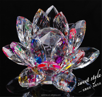 Vente d'usine, décoration de mariage élégante, lampe en cristal de lotus colorée
