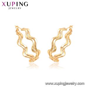 95365 Venta caliente creativa señoras simplemente joyería fina en forma de ola oro plateó los pendientes del aro - Product Image 1