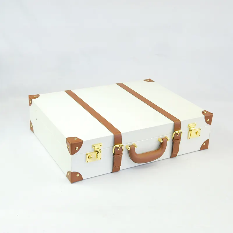 Caja de almacenamiento de cuero personalizada, almacenamiento portátil, organizador de contenedores, Maleta vintage