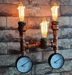 New design decorative vintage lamp industrial style water pipe wall lamp with vintage bulb T9