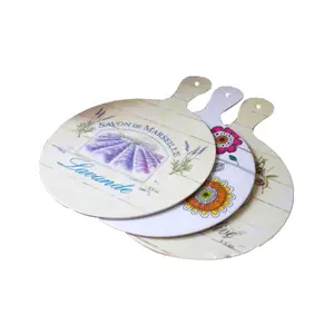 Round shape sandwich serving melamine cutting board with handle
