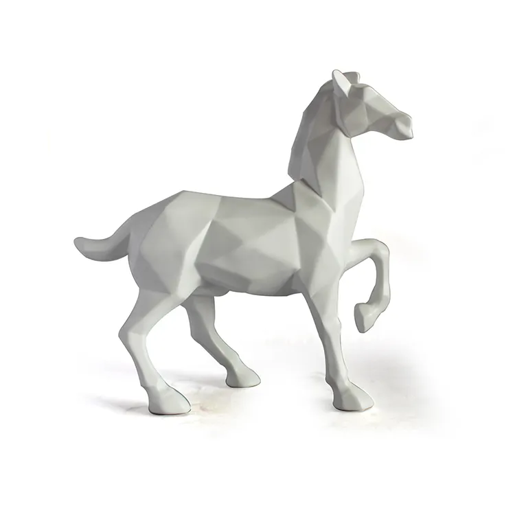Miniature figurines Geometric running horse resin statue custom resin craft home ornament animal statue custom decor