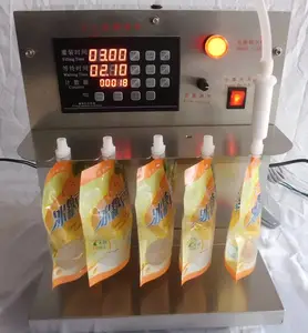 Hs1000y máquina de enchimento de frutas, semi-automática, bicos duplos, gelatina, doypack