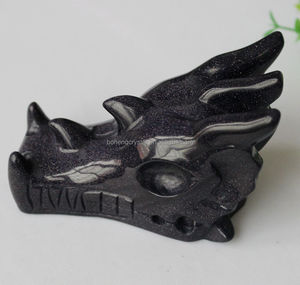 Alta calidad al por mayor mano tallada piedra arenisca azul natural cristal cráneo <span class=keywords><strong>cabeza</strong></span> <span class=keywords><strong>de</strong></span> dragón - Product Image 5