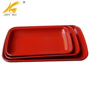 Đĩa Melamine Dài Màu Đỏ Và Đen