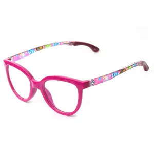 Gafas para niños con estampado de flores y animales, monturas Tr90, color rojo rosa, para niñas y niños