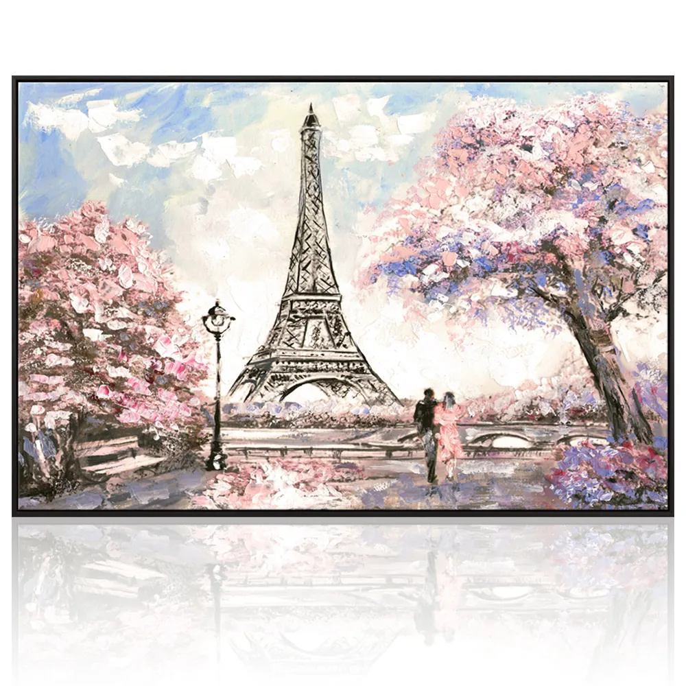 गुलाबी पेरिस प्रेम रोमांस एफिल टॉवर कैनवास दीवार कला सजावट प्रिंट