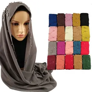 여성 이슬람 빈티지 간단한 우아한 쉬폰 긴 스카프