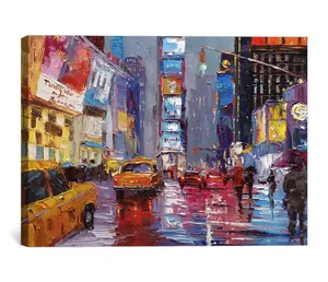 Pintura abstrata moderna da paisagem de nova york, decoração de casa