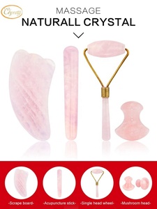 Pedra de Cristal de Cristal de Jade <span class=keywords><strong>Facial</strong></span> de Quartzo Rosa Natural Rosa Guasha ferramenta de massagem