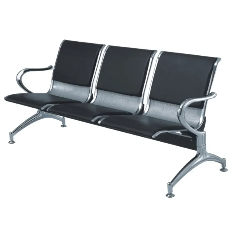 YA25 modern pu hospital airport hair salon 3-seaters public waiting chair with leather upholstery