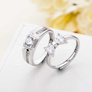 Anelli Nuziali in <span class=keywords><strong>Argento</strong></span> <span class=keywords><strong>925</strong></span> 5212 per Donna e Uomo, Anello di Fidanzamento alla Moda con Strass per Lui e per Lei - Product Image 5