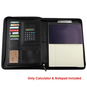 Carpeta de Conferencia de Cuero PU Negra al por Mayor, Portafolio de Negocios, Bolsas para Documentos, Maletín con Calculadora y Bloc de Notas - Product Image 3