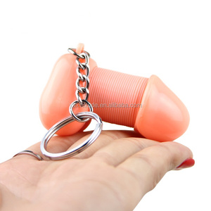 Creative christmas gift Male Genitalia Key Chain plastic dildos Sexy Penis Keyring Individual Keychains Woman Man Key Holder
