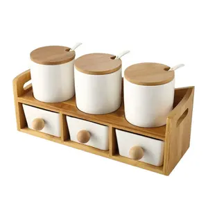 厨房陶瓷白色咖啡茶罐套装