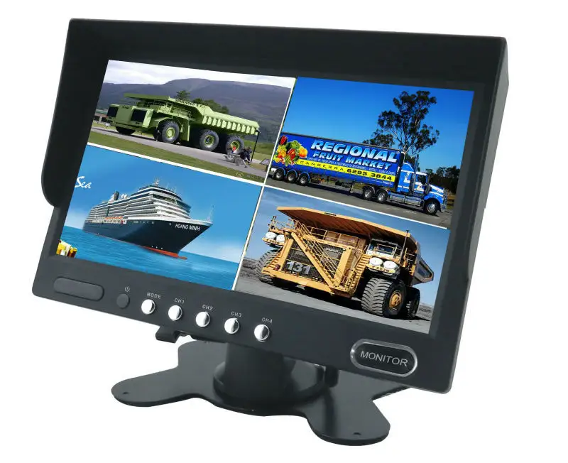 Moniteur robuste de 7 pouces pour Bus, camion, vue arrière, moniteur Quad avec entrée vidéo analogique à 4 canaux