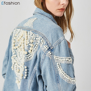 Giacca di Jeans Jeans a manica lunga ingrosso nuovo stile moda giacca di perle da donna - Product Image 4