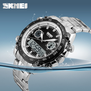<span class=keywords><strong>Montre</strong></span> à bracelet en acier inoxydable avec affichage de grands <span class=keywords><strong>chiffres</strong></span>, <span class=keywords><strong>montre</strong></span>-bracelet Relojes pour hommes Skmei 1204 - Product Image 4