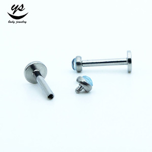 Pas cher Acier Inoxydable Faux Opale Labret Piercing Filetage Interne Corps Bijoux pour Fiançailles Lèvres Motif - Product Image 3