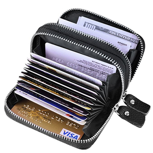 RFID Blocco della carta di Credito Del Raccoglitore delle donne Titolare della Carta <span class=keywords><strong>In</strong></span> <span class=keywords><strong>Vera</strong></span> <span class=keywords><strong>Pelle</strong></span> Con Cerniera <span class=keywords><strong>Portafoglio</strong></span> Carta di Credito - Product Image 1