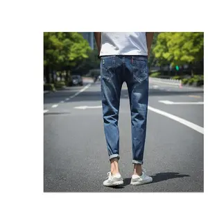 Vendita all'ingrosso jeans uomo slim fit pantaloni 27-Degli uomini di estate popolare logo slim fit con nove punti jeans skinny