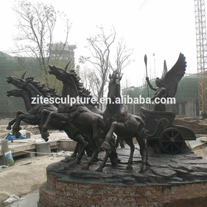 Grande statue de sculpture en bronze de char et de cheval d'Apollon en fonte de laiton - Product Image 4
