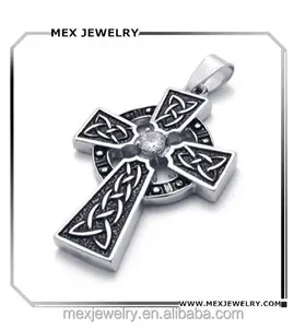 Thép Không Gỉ Ailen Nút Celtic Cross Mens Mặt Dây Chuyền Vòng Cổ Nữ